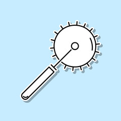 Pizza cutter sticker icon. Simple thin line, outline vector of kitchen icons for ui and ux, website or mobile application