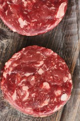 Cutlets from fresh beef meat for the grill