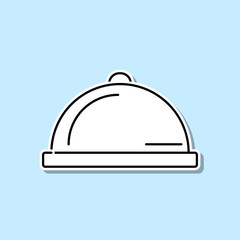 Restaurant steel serving tray sticker icon. Simple thin line, outline vector of kitchen icons for ui and ux, website or mobile application