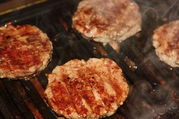Delicious beef steaks on the grill
