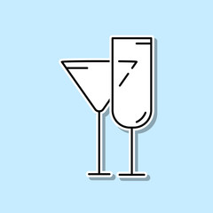 Wine glass sticker icon. Simple thin line, outline vector of kitchen icons for ui and ux, website or mobile application