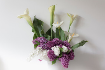 Arum Lilies and Lilac Bouquet