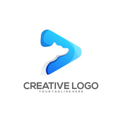 awesome bear gradient logo vector