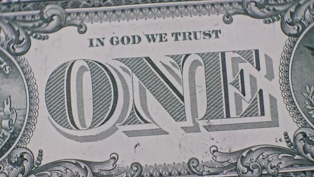 1 USD close up. 1 dollar, money background. Close up of 1 dollars details.