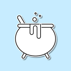 Witches cauldron with potion sticker icon. Simple thin line, outline vector of halloween icons for ui and ux, website or mobile application