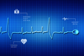 Heart with cardiogram - 2D illustration
