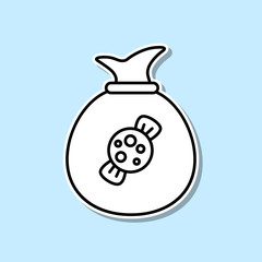 Bag with sweets halloween sticker icon. Simple thin line, outline vector of halloween icons for ui and ux, website or mobile application