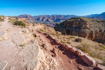 hiking the south kaibab trail at skeleton point in grand canyon national park, arizona, usa