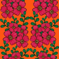 Tuinposter Creative seamless pattern with flowers in ethnic style. Floral decoration. Traditional paisley pattern. Textile design texture.Tribal ethnic vintage seamless pattern. Asian art. © Natallia Novik