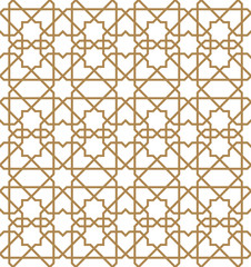 Seamless arabic geometric ornament in brown color.Thick lines.