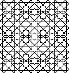 Seamless arabic geometric ornament in black and white.Thick lines.