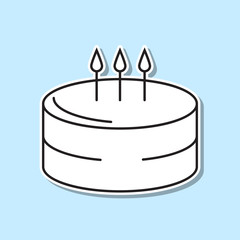 Birthday cake sticker icon. Simple thin line, outline vector of party icons for ui and ux, website or mobile application
