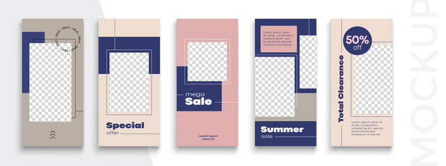 Trendy editable Instagram Stories template. Design  for social media. Flash Sale