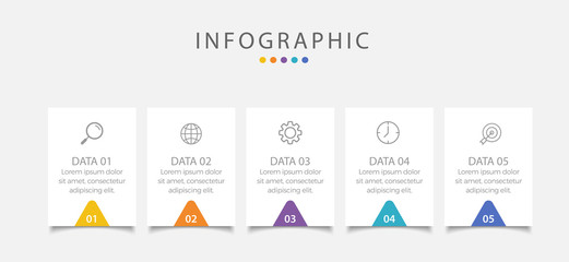 Business infographic element with 5 options, steps, number vector template design
