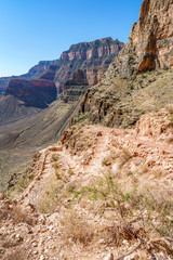 hiking zig zag on the south kaibab trail in grand canyon national park, arizona, usa