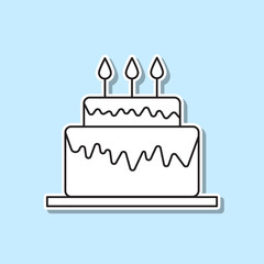 Birthday cake sticker icon. Simple thin line, outline vector of party icons for ui and ux, website or mobile application