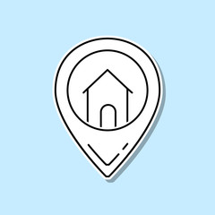 House location vector sticker icon. Simple thin line, outline vector of real estate icons for ui and ux, website or mobile application