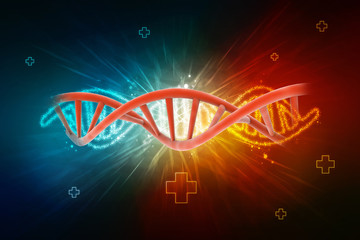 3d render of dna structure, abstract background