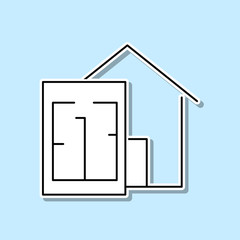 Area square and house sticker icon. Simple thin line, outline vector of real estate icons for ui and ux, website or mobile application