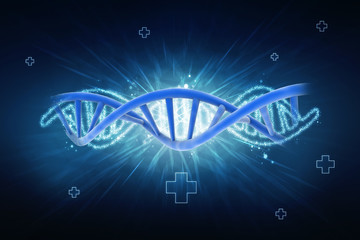 3d render of dna structure, abstract background