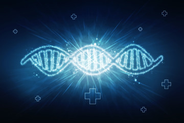 3d render of dna structure, abstract background