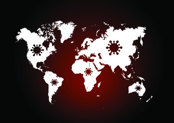 World map of Coronavirus (Covid-19),  Covid 19 map, cases report worldwide globally. 