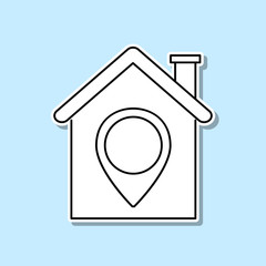 Location of the house or the pointer sticker icon. Simple thin line, outline vector of real estate icons for ui and ux, website or mobile application