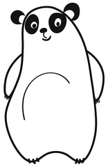 Cute panda, bamboo bear in minimal scandinavian style. Handmade. Doodle coloring book for children. Vector outline drawing isolated on white background. Suitable for poster, banner