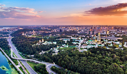 Kiev Pechersk Lavra and the Motherland Monument. UNESCO world heritage in Kyiv, Ukraine