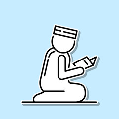 Praying man sticker icon. Simple thin line, outline vector of religion icons for ui and ux, website or mobile application