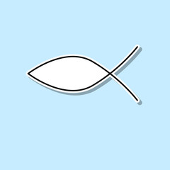 Christian symbol - fish sticker icon. Simple thin line, outline vector of religion icons for ui and ux, website or mobile application