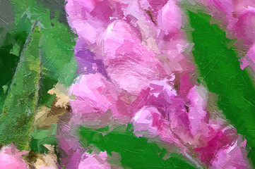 Impressionistic Style Artwork of a Pink Flower