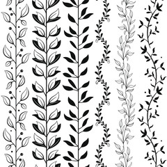 Set of abstract floral borders; vector illustration.