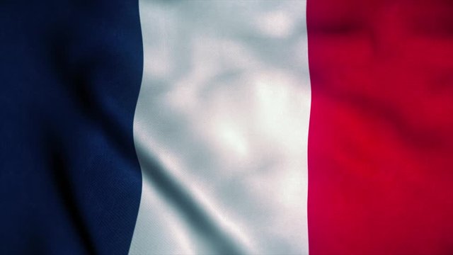 France flag waving in the wind. National flag of France. Sign of France seamless loop animation. 4K