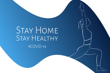 Quarantine and and social distancing concept. Stay at home. COVID-19 coronavirus. Template for background, banner, poster with text inscription. Vector EPS10 illustration