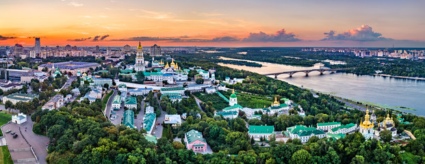 Aerial view of Pechersk Lavra in Kiev. UNESCO world heritage in Ukraine
