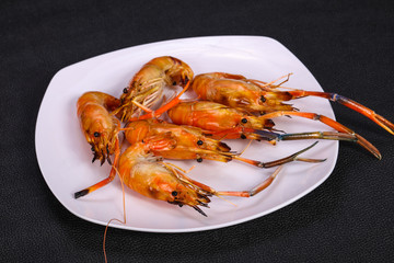 Grilled water prawn in the plate