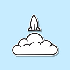 Rocket sticker icon. Simple thin line, outline vector of space icons for ui and ux, website or mobile application