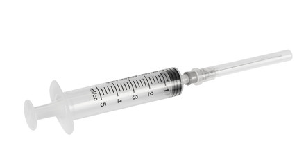 disposable syringe isolated on white