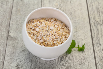 Raw oats in the bowl