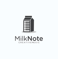  Milk Piano Logo Design .Milk Music Note Logo Design Template Vector Illustration .