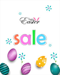 Easter Day Sale banner background template with Colorful Painted Easter Eggs and space for your text.Vector illustration