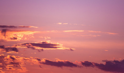 Beautiful sunset. Red-purple sky of the setting sun