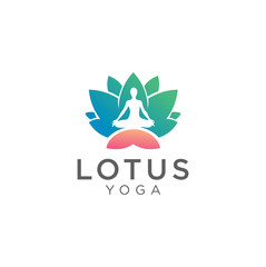 Lotus yoga logo design Vector Illustration . Yoga Center Logo Template . Meditation woman logo. Yoga pose Logo vector