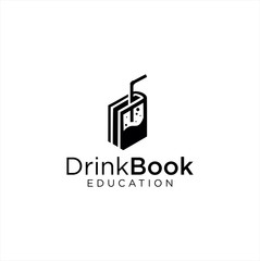 Drink Book Logo Design Education 
silhouette Template Vector Stock Illustration . Beer book logo Black icon design . BookShop Logo Design .