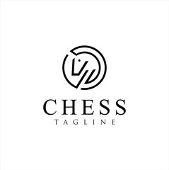 Chess Horse Logo Line Design. Chess Knight Horse linear logo Design Vector illustration.