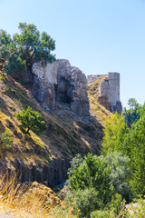 Fototapeta na wymiar Bitlis Fortress Ruins, Eastern Turkey, Bitlis Province. Fortress walls on a hill above the city.