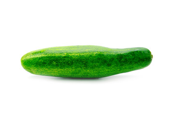 Fresh green cucumber vegetables organic food isolated on white background.