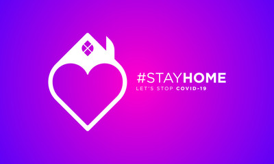 Heart and house vector icon. Stay home symbol. Stay home campaign for coronavirus prevention