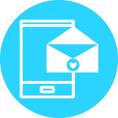 Email in blue circle icon. Open envelope pictogram. Mail symbol, email and messaging, email marketing campaign for website design, mobile application, ui. Sending or receiving email working process.
